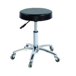 Scaun ucenic profesional Salonshop negru, ergonomic și ajustabil, pentru cosmetică, coafură, manichiură și make-up. Oferă mobili