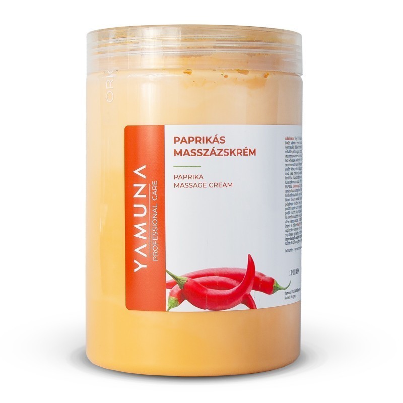 Crema Yamuna Professional 1000ml pentru masaj anticelulită cu extract de ardei iute. Ajută la eliminarea grăsimii și regenerarea
