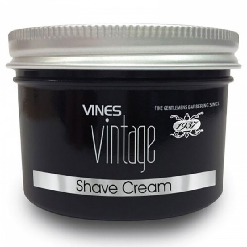 Cremă de ras VINES VINTAGE 125ml profesională cu Aloe Vera și Jojoba pentru barbierit hidratant și fără iritații. Produs UK pent
