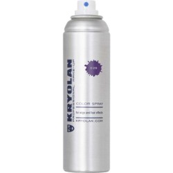 Model cu părul vopsit temporar lila opac folosind spray colorant Kryolan D29, sticluța de 150ml vizibilă. Ideal pentru eveniment