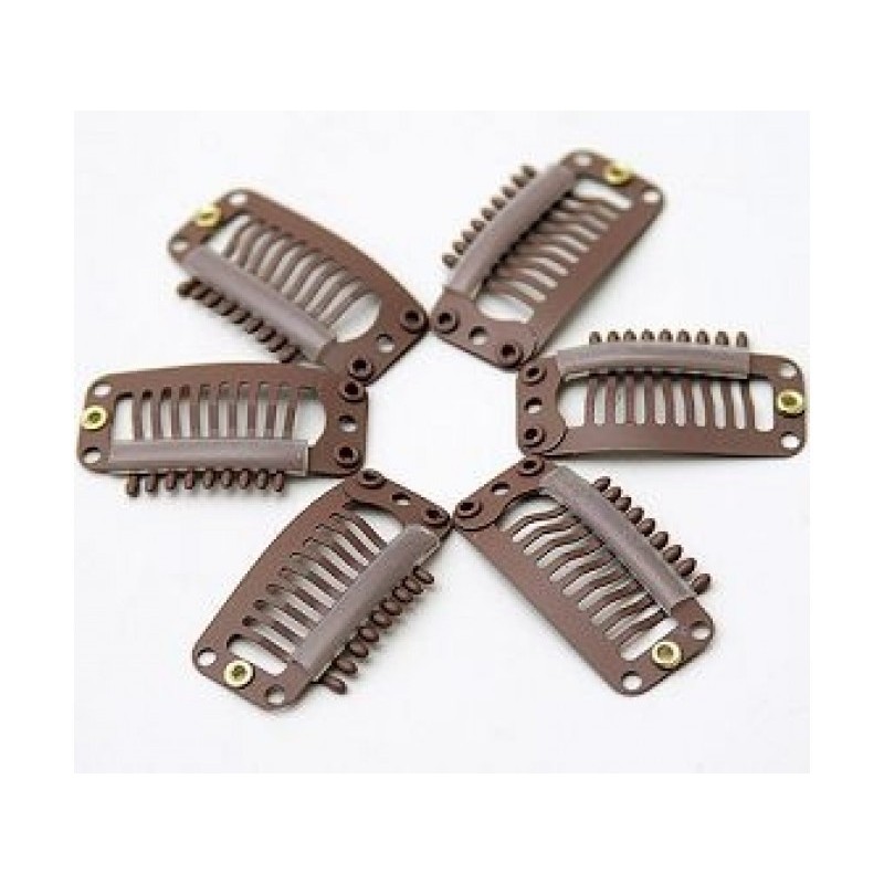 Clips pentru extensii - maro - 1 buc