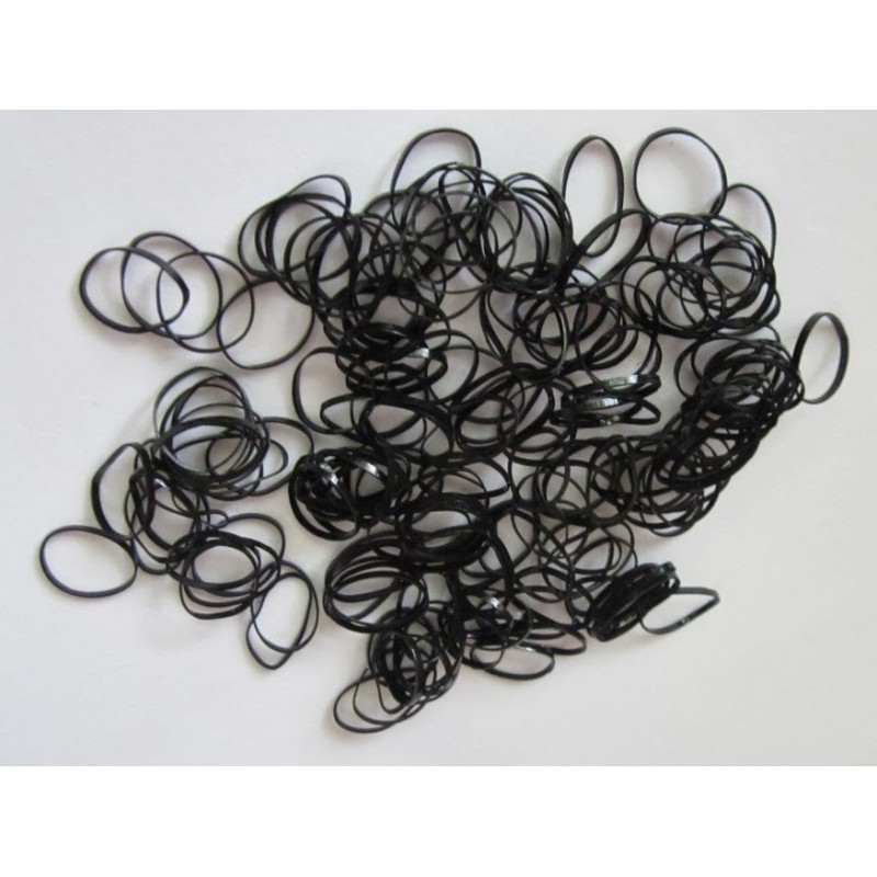 Salonshop - elastice negre din silicon - 100 buc