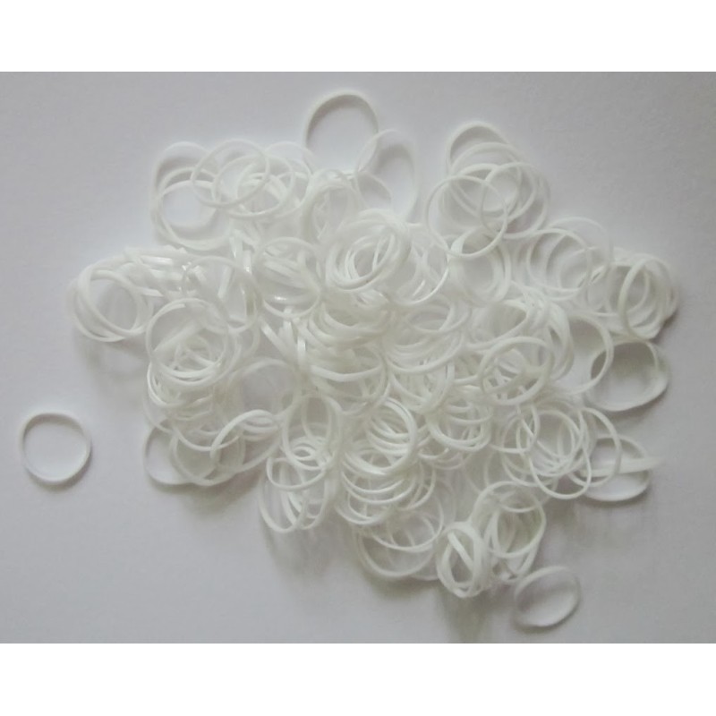 Salonshop - elastice albe din silicon - 100 buc