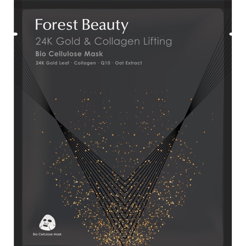 Forest beauty | masca bioceluloza de intinerire cu aur de 24k si colagen - 30ml
