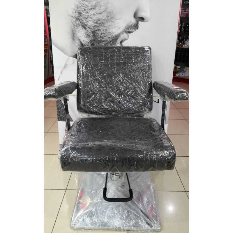 Scaun de frizerie profesional Salonshop gri închis, ergonomic, cu bază stabilă, ideal pentru confortul clienților și stilistului
