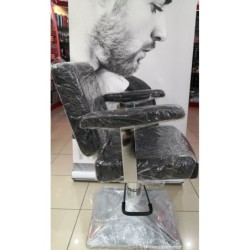 Scaun de frizerie profesional Salonshop gri închis, ergonomic, cu bază stabilă, ideal pentru confortul clienților și stilistului