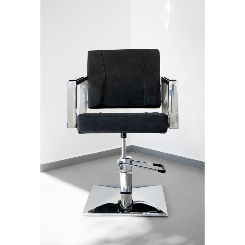 Scaun coafură profesional Salonshop Ref.14063 gri închis, ergonomic, ideal pentru saloane moderne, oferind confort și durabilita