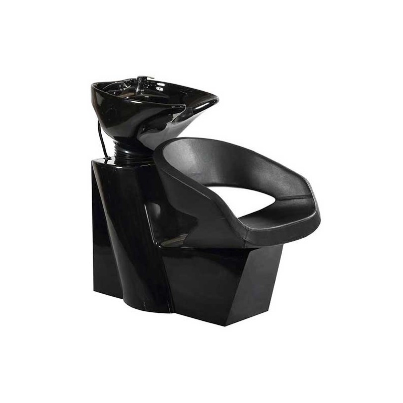 Unitate de spălare profesională Salonshop Ref.14052, design elegant negru cu vas ceramic negru. Scafă modernă și ergonomică, ide