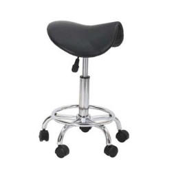 Scaun ucenic profesional Salonshop negru Ref.14039, ergonomic pentru coafură, frizerie. Asigură confort și mobilitate sporită în