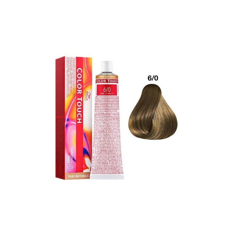 6/0 - blond inchis - color touch - vopsea de par demi/semi permanenta - pure naturals | Wella Professionals - Vopsea 60 ml