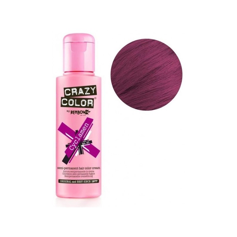 Vopsea de păr semipermanentă CRAZY COLOR Nr. 41 Cyclamen 100ml, pentru nuante vibrante, aplicare fără oxidant, look îndrăzneț.