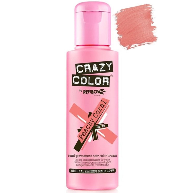 Nr. 70. - peachy coral - crazy color | vopsea de par semipermanenta - 100 ml