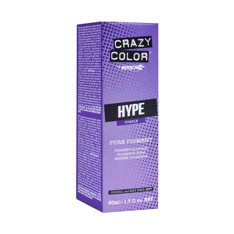 Crazy Color Pigment Mov Violet 50ml: vopsea semipermanentă intensă pentru păr. Culoare vibrantă, aplicare ușoară acasă sau în sa