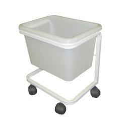 Vas pedichiură BUCSANYI 4013 profesional, alb, cu vas detașabil din plastic și suport metalic mobil pe rotile pentru salon.