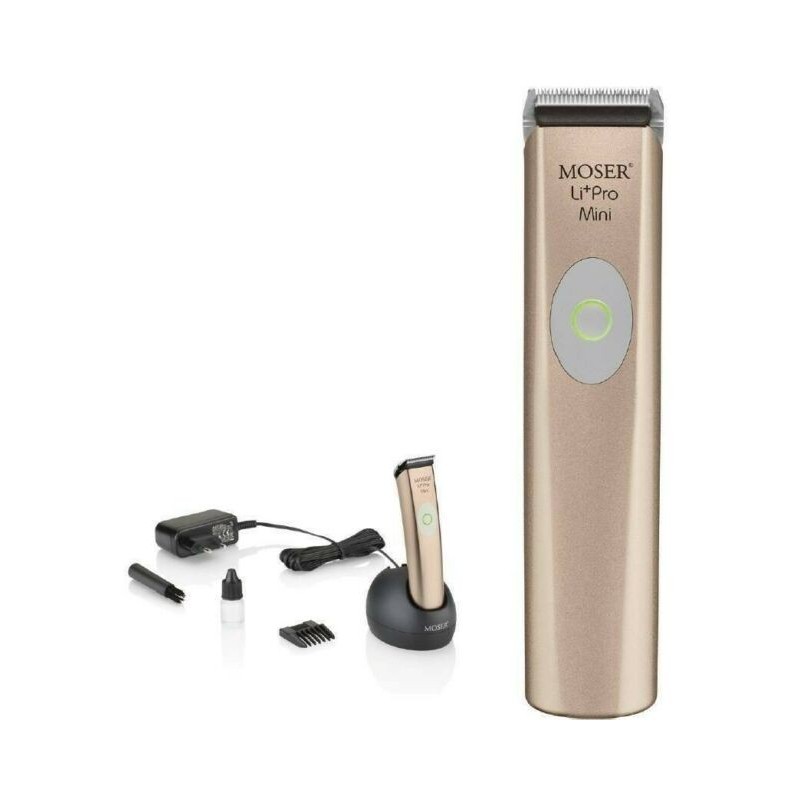 Moser LiPro Mini Rose Gold, aparat de contur profesional, tăiere precisă 0.4 mm, fără fir, baterie Li-Ion, 1584-0053.