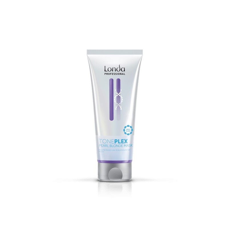 Londa TonePlex Pearl Blonde mască nuantatoare 200ml. Neutralizează galbenul și repară părul blond pentru un finisaj perlat radia