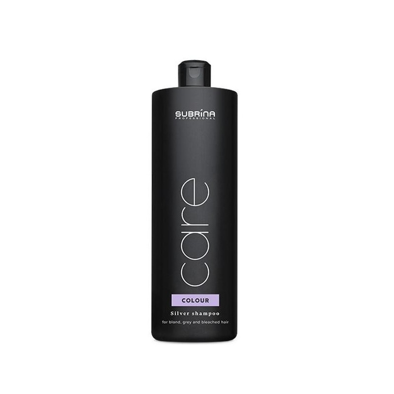 Sampon Subrina Care Silver 1000ml cu cheratină, elimină eficient tonurile galbene din părul blond, decolorat sau grizonat, redân