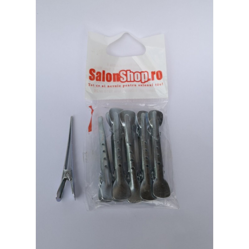 Set 10 clame Salonshop profesionale pentru păr, negre, fixare sigură în coafuri și styling. Esențiale în salon.