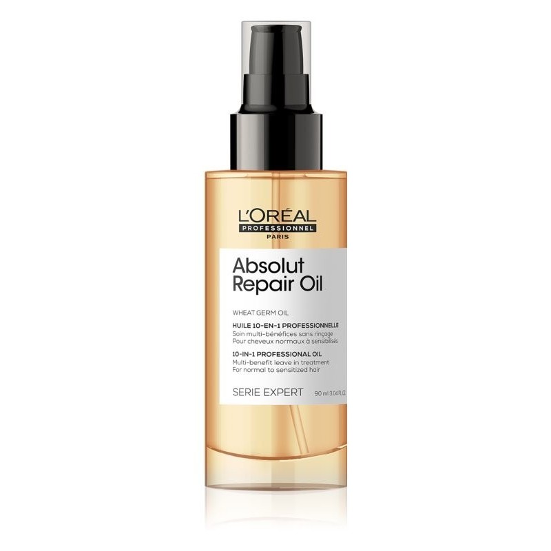 Loreal Professionnel Absolut Repair Oil 90ml - spray reparator 10 în 1 cu Gold Quinoa pentru păr deteriorat, hidratare și strălu