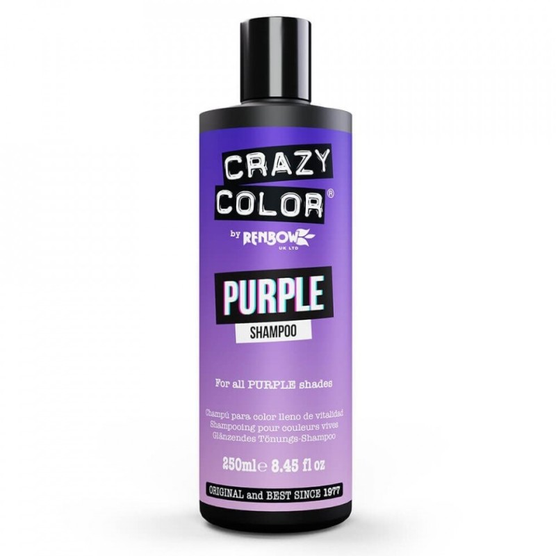 Crazy Color Sampon Pigment Mov Purple 250ml pentru par vopsit. Mentine intensitatea culorii semipermanente, formula fara sulfiti
