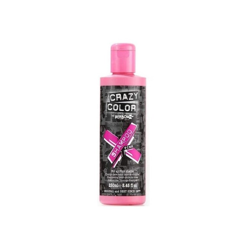 Crazy Color Sampon cu pigment roz Pink 250ml pentru menținerea intensității culorilor semipermanente, formulă fără sare și sulfi