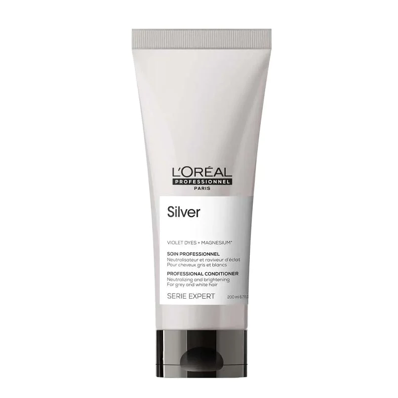 Loreal Silver Neutralising Cream-Balsam 200ml. Balsam profesional pentru păr gri și alb. Neutralizează tonurile galbene și oferă