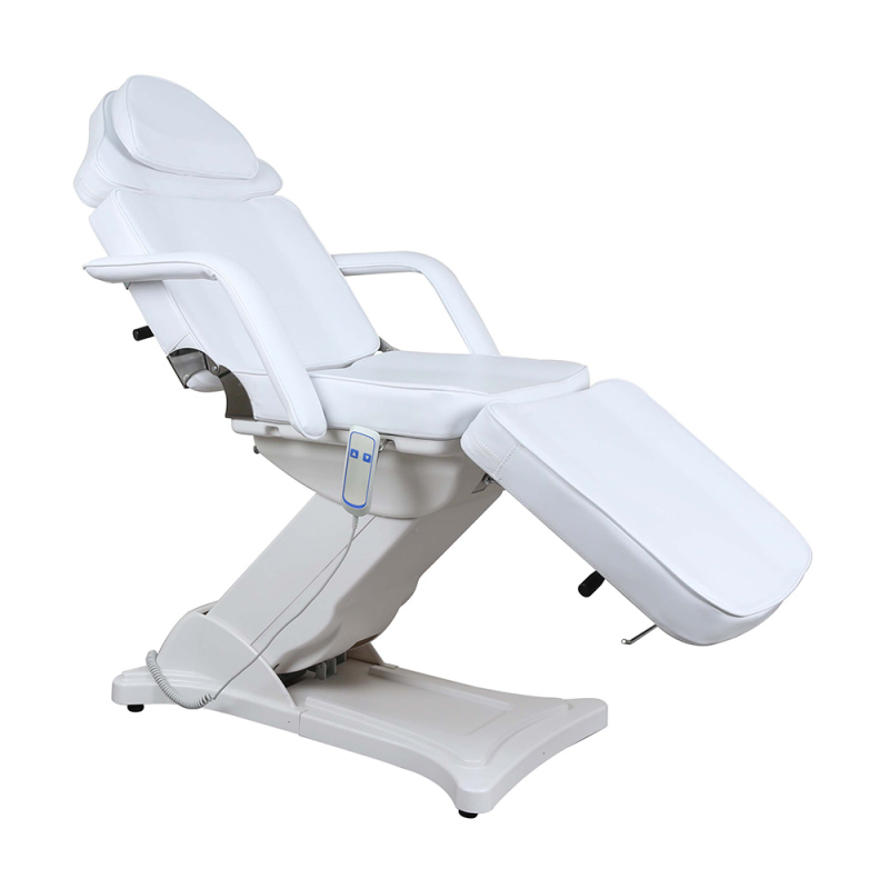 Pat cosmetic electric SALONSHOP alb cu 3 motoare independente, ideal pentru masaj și tratamente faciale/corporale în saloane pro