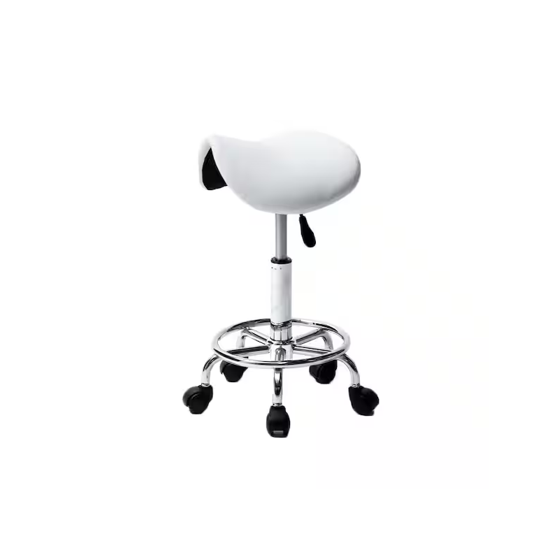 Scaun ucenic profesional Salonshop alb Ref: 17947, mobil și ergonomic pentru cosmetica, coafură și asistență în salon.
