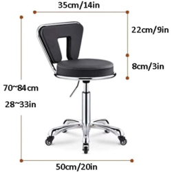 Scaun ucenic SALONSHOP negru, ergonomic și reglabil, ideal pentru cosmetică/coafură profesională în salon. Design modern, roți p