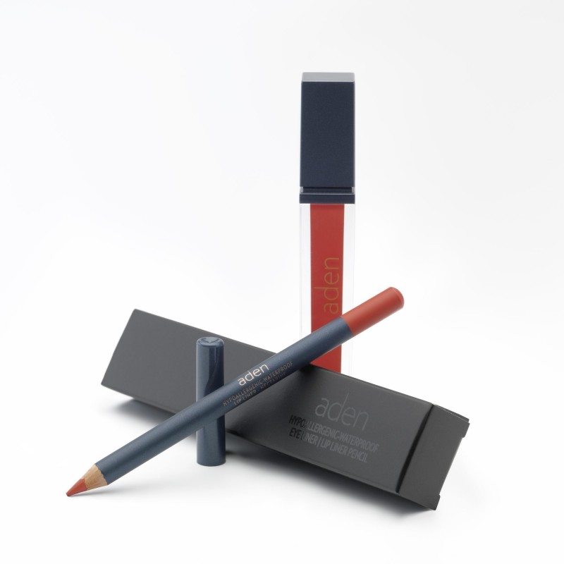 Aden Set ruj lichid + creion de buze 01 - nectarine