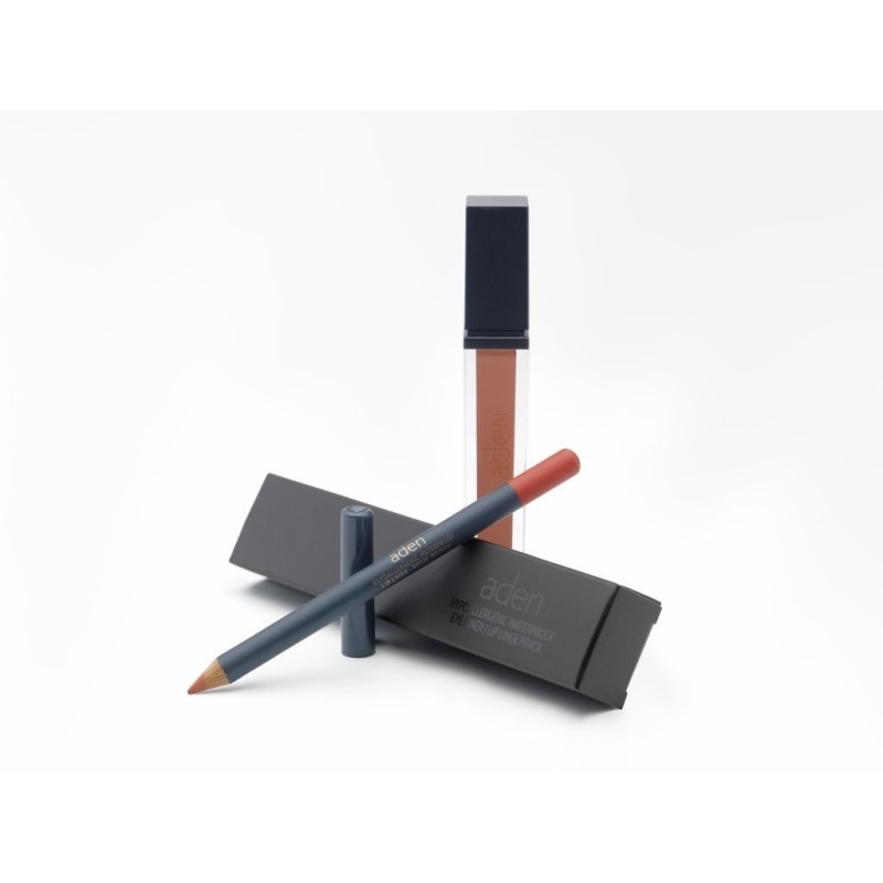 Aden Set ruj lichid + creion de buze 03 - rosie brown