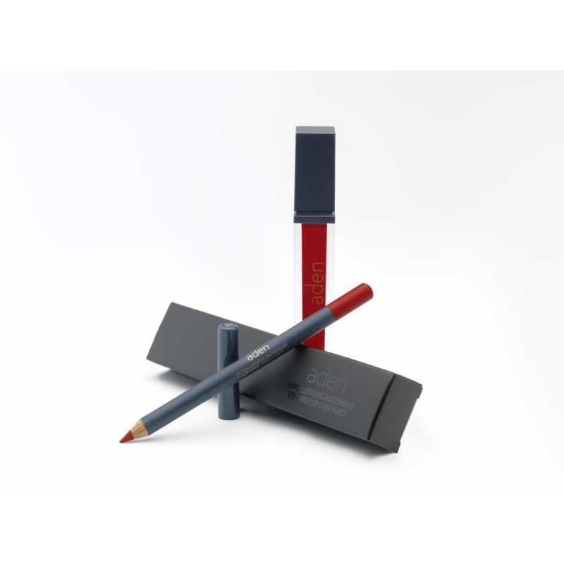 Aden Set ruj lichid + creion de buze 09 - russian red