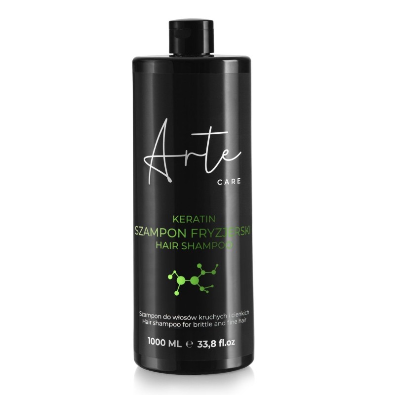 Flacon ARTE Care Keratin Sampon 1000ml. Șampon profesional cu keratină pentru repararea și fortifierea părului deteriorat, oferi