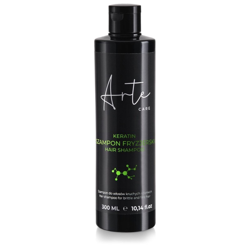 Flacon ARTE Care Keratin Sampon 300ml pentru păr deteriorat. Repară, fortifică și hidratează, conferind strălucire profesională.