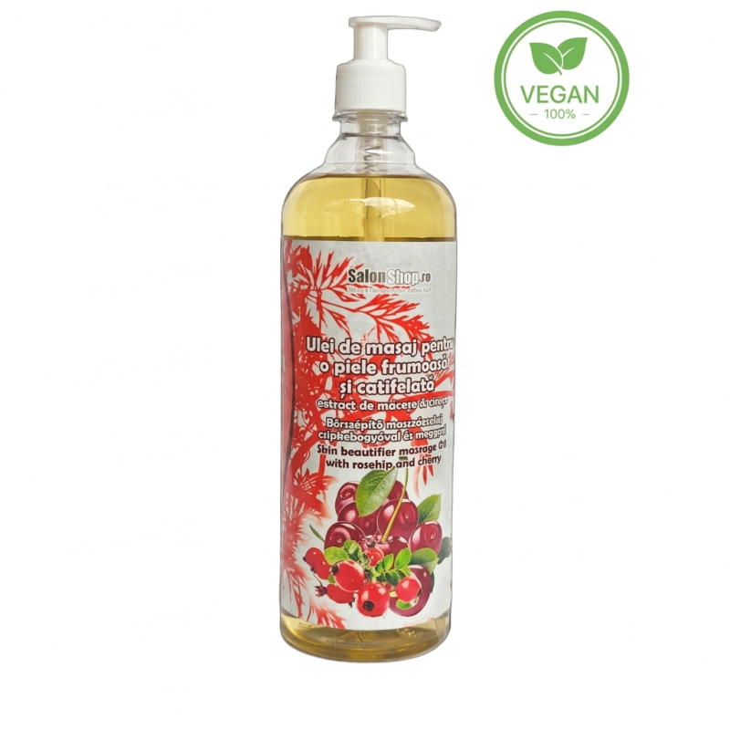 SALONSHOP Ulei masaj profesional față și corp, 1000ml, cu măceșe și cireșe. Hrănește, întărește țesuturile, redă elasticitatea p