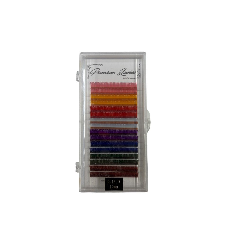 Premium lashes - gene false - fir cu fir - rainbow - 0.15d - 10mm