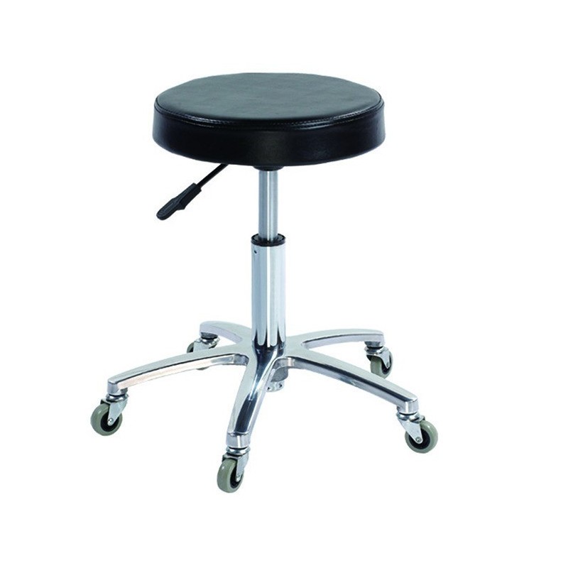 Scaun ucenic profesional Salonshop negru, ergonomic și ajustabil, pentru cosmetică, coafură, manichiură și make-up. Oferă mobili